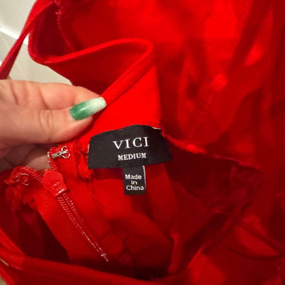 Vici Red Girls' One-Piece Romper with Tie Back - Picture 3 of 5